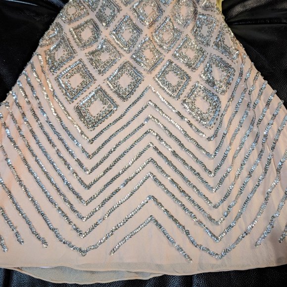Basix Black Label spaghetti strap beaded Diamond Cocktail Dress - Size 4 - Picture 4 of 9